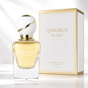 Custom Box Square Glass Bottle 50ml High Grade Glass Perfume Bottle Thick Bottom Spray Polishing Bottle with Ball Lid