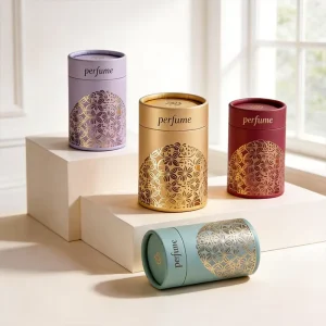 Custom Bronzing logo High Quality Eco Friendly Cardboard Cosmetics Skincare Perfume Essential Oil Packaging Kraft Paper Tubes