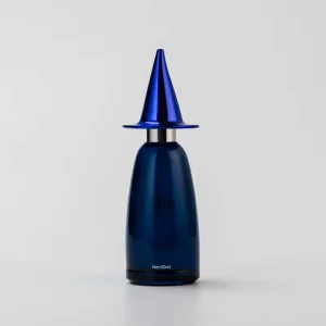 Custom Color 50ml Blue Glass Perfume Bottle with Creative Cap