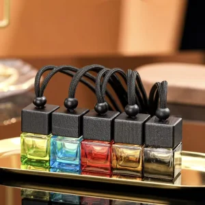 Custom Color 8ml 10ml Glass Car Diffuser Dual Use Clip Hangable Air Freshener Bottle Screw Cap Square Shape For Nail Polish Oil