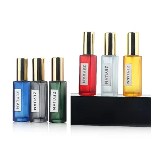 Custom Colorful Travel Size 5ml Square Glass Bottle Roll on Perfume Discovery Set Packaging 10ml Cologne Atomizer Refill