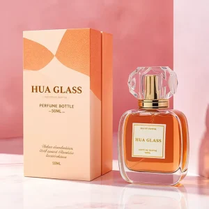 Custom Crimp Spray Perfume Bottles 30ml 50ml 100ml Clear Flat Glass Empty Packaging Box ABS Lid