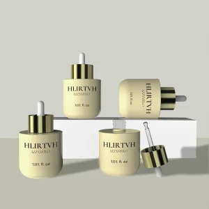 Custom Flat Shoulder 30Ml 1Oz Frosted Amber Essential Oil & Face Serum Glass Bottles with Dropper Matte Finish