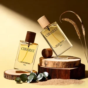 Custom Fragrance Perfume Bottle Unique Square Perfume Bottle 50ml 60ml 80ml 100ml Empty Clear Perfume Bottles with Wooden Cap
