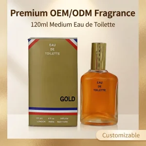Custom Gold tone Eau De Toilette 90s Retro Gourmand Oriental Scent 120ml Large Capacity Unisex Perfume Leakproof Metal Cap
