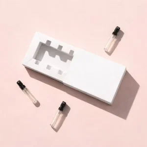 Custom High End Matt Lamination Clear 1ml 2ml 3ml 5ml 10ml Fragrance Oil Sample Perfume Skin Care Serum Bottle Packaging Card