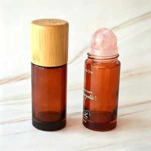 Custom High Quality 1oz 30ml 50ml Perfume Cylinder Gemstone Quartz Roller Ball Roll on Bottle