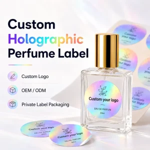 Custom Holographic Perfume Labels Custom Logo Waterproof Stickers for Square Glass Perfume Bottles