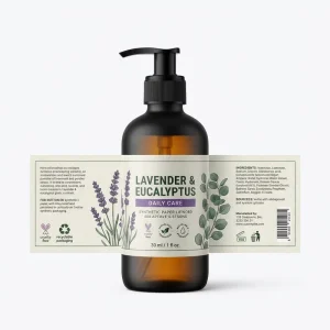 Custom Holographic Waterproof Synthetic Paper Eco Friendly Cosmetic Labels Minimalist Botanical Lavender Stickers for Skincare