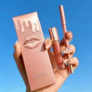 Custom Lip Kit Card Box Packaging 2 in 1 Liquid Lipstick Lip Gloss Lipliner Set Private Label OEM ODM Paper Box