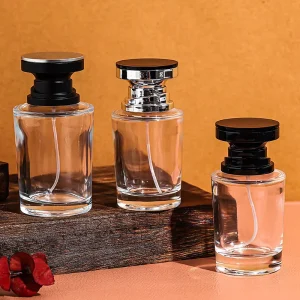 Custom Logo 100ml Men’s Perfume Glass Bottle Large Display with Metal Cap & Pump Sprayer Cylinder Shape