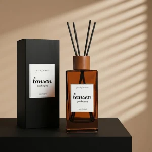 Custom Logo 150ml Empty Rectangular Amber Glass Diffuser Bottle Cosmetic Aroma Bottle With Packaging Box Sticks Set