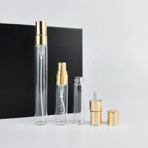 Custom Logo Aluminum Sprayer 2ml-10ml Portable Refillable Atomizer Empty Clear Glass Perfume Sample Bottles