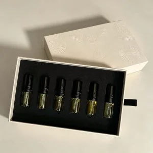 Custom Logo Emboss 6 Vials Sample Box for 2/3/5 Perfume Essential Oil Discovery Set Foam Insert Paper Packaging Paper Boxes