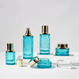 Custom Logo Luxury Clear Glass Cosmetic Set 40-120ml Spray Pump Bottles 50g Jars for Perfume Aromatherapy Skincare
