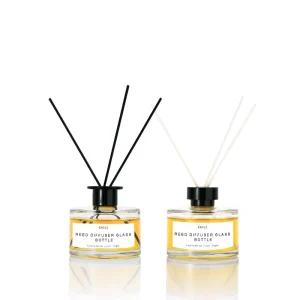 Custom Logo Luxury Round Glass Reed Diffuser Bottle 100ml Clear Fragrance Jar for Home Decor Aromatherapy Essential Oil Diffuser