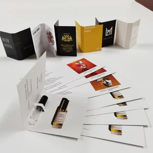 Custom Logo Printed 1ml 2ml Spray Fragrance Tester Cards Mini Perfume Sample Card