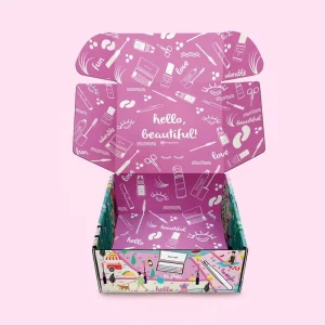 Custom Logo Printed Pink Corrugated Mailer Boxes Sponge Lining Matt Lamination Eco Friendly Full Color Beauty Shipping Boxes