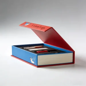 Custom Logo Recyclable Art Paper Gift Packing Boxes Matt Blue and Red Luxury Magnetic Closure Rigid Boxes for Face Cream