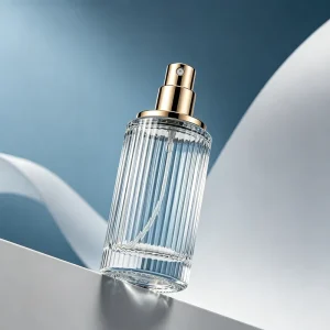 Custom Logo Ribbed Glass Perfume Bottle Set Fluted Fragrance Bottle with Metal Cap and Black Cylinder Paper Tube