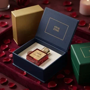 Custom Luxury Dark Blue Perfume Box with Matt Lamination & Embossing Premium Black Rigid Paperboard
