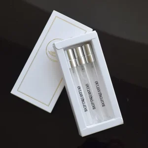 Custom Luxury Drawer Box For 10ML Glass Perfume Bottle 2ml 3ml 5ml 10ml Small Sample Screw Spray Perfume Bottle with Silver Cap