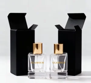 Custom Luxury Glass Spray Perfume Bottle 30ml 50ml 100ml Clear Crimp Square Empty Perfume Bottles with Box