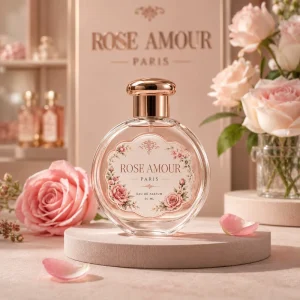 Custom Luxury Perfume Bottle Labels Floral Cosmetic Packaging Stickers Private Label Rose Gold Logo Adhesive Labels