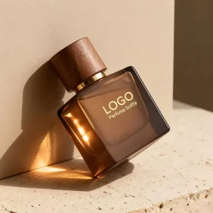 Custom Luxury Square Glass Perfume Bottle Wood Cover 30ml 50ml 100ml Rubber Stoppers Included DIY Eco Friendly