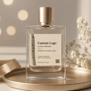 Custom Luxury Textured Paper Perfume Labels Waterproof Gold Foil Private Logo Stickers for Glass Bottle Candle Jar Packaging