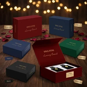 Custom Matt Lamination Rigid Magnetic Closure Square Paperboard Cosmetic & Perfume Gift Boxes
