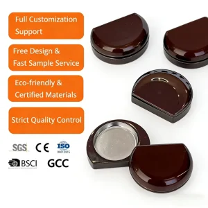 Custom Moon Shape Empty Zinc Alloy Solid Perfume Container Magnetic Refillable Metal Balm Box Compact Makeup Jar