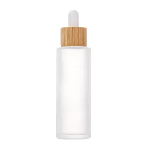 Custom Natural Bamboo 30ml 60ml Glass Bottles for Skincare Cosmetics Lotion Serum Toner Packaging with Bamboo Pump Dropper Spray