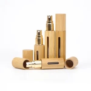 Custom Nature High Quality Bamboo Travel Refillable Atomizer Container Glass Perfume Spray Bottle 5ml Bamboo Perfume Bottle
