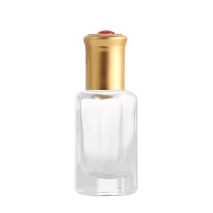 Custom New Design 10ml Arabic Glass Roll on Octagonal Attar Perfume Oud Bottle with Fancy Screw Cap