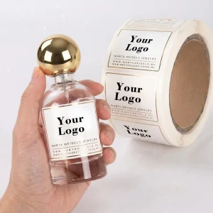 Custom PET Perfume Bottle Label Sticker Roll Gold Foil Logo Durable Holographic Glossy Waterproof UV Resistant Label