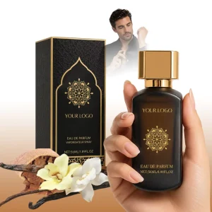 Custom Packaging Luxury Men’s 50ml Long Lasting Vanilla Amber Musk Oud Woody Fragrance Aroma Body Mist Perfume Spray