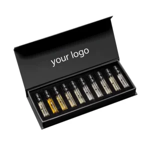 Custom Perfume Box 50ml Small MOQ Black Essential Oil Perfume Sample Box