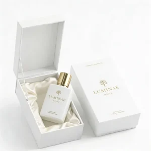 Custom Perfume Rigid Gift Box Magnetic Flip Top Packaging with Silk Insert for 100ml Bottle Gold Stamping OEM