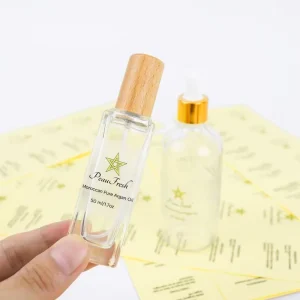 Custom Printed Eco Friendly Durable Cosmetic Transparent Logo Sticker Waterproof Self Adhesive Vinyl Roll Essential Oil Label