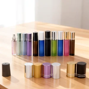 Custom Printed logo New Fashion Rose Gold Color Eye Cream Cosmetic Packaging 5ml 10ml Glass Essential Oil Perfume Roller Bottle