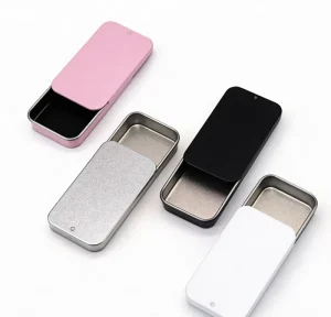 Custom Printing 10ml Solid Perfume Rectangular Blank Sliding Lid Metal Tin Box Pocket Cosmetics Metal Packaging for Lip Balm