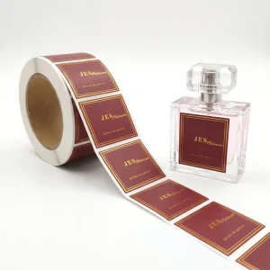 Custom Printing Gold Foil Vinyl Sticker Roll Transparent Self Adhesive Waterproof Personalized Perfume Gold Foil Label Sticker