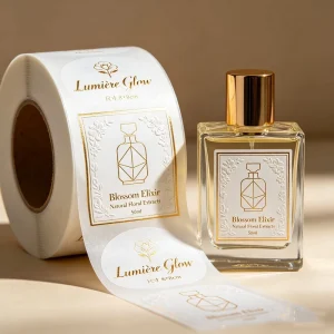 Custom Printing Waterproof Adhesive Labels Sticker Gold Foiled Logo Sticker for Perfume Bottle Packaging