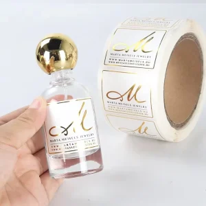 Custom Private Design Vinyl Waterproof Alcohol-resistant Cosmetic Labels Gold Foil Hot Stamping Digital Printing Roll Stickers