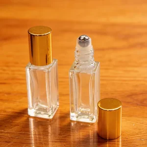 Custom Private Label Screen Printed 3ml 5ml 10ml Clear Essential Oil Perfume Skin Care Serum Square Roll on Glass Roller Bottle
