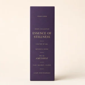 Custom Purple Home Fragrance Packaging Box Gold Foil Logo Aroma Diffuser Tall Rigid Paper Gift Box