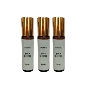 Custom Roller Ball Bottles 10ml Amber Stainless Roll on Perfume Oil Bottles With Gold Cap