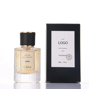 Custom Round Perfume Bottle with White Cap and Gift Box 50ml Empty Glass Bottle for Luxury Fragrance