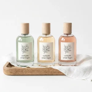 Custom Silver Border Frame Perfume Labels Custom Logo Waterproof Stickers for Clear Glass Perfume Bottles